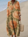 Women's Vintage Floral Pattern Art Print Dress