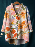 Women's Vintage Floral Art Print Casual Pullover Sweater