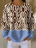 Women's Abstract Pattern Art Print Casual Waffle Sweatshirt