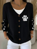 Women'S Dog Paw With Heart Knitted Cardigan